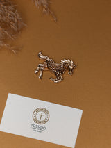 Red Crystal Running Horse Brooch
