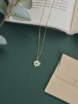 Blue Evil Eye Sun Pendant Necklace - TOSSIDO