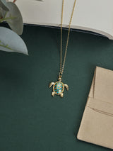 Teal Turtle Pendant Necklace - TOSSIDO