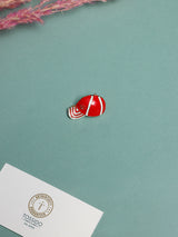 Red Enamel Striped Cap Brooch