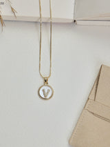 Gold Initial V Pendant Necklace - TOSSIDO