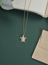 Gold Sparkle Turtle Pendant Necklace - TOSSIDO