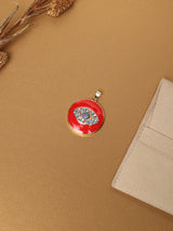 Red Evil Eye Coin Pendant with Blue Eye