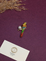 Rainbow Crystal Parrot Pearl Brooch
