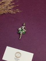 Green Crystal Tutu Ballerina Brooch