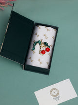 Red Cherries on Branch Brooch