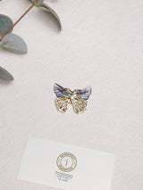 Blue Glitter Baguette Butterfly Brooch