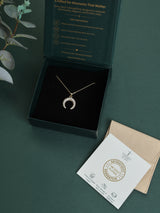 Gold Sparkle Crescent Horn Pendant Necklace - TOSSIDO