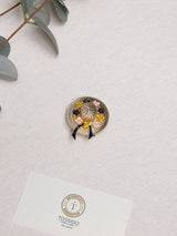Gold Straw Hat Flower Brooch