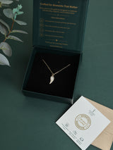 Gold Mother of Pearl Feather Pendant Necklace - TOSSIDO