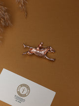 Rose Gold Crystal Jockey Brooch