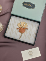 Peach & Terracotta Iris Brooch