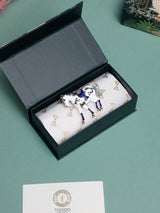 White Enamel Blue Saddle Horse Brooch
