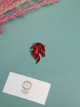 Metallic Red Horse Head Brooch