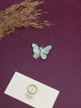 Aqua Shell Butterfly Pearl Brooch