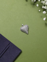 Silver Striped Heart Pendant