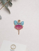Aqua & Pink Crystal Fairy Brooch