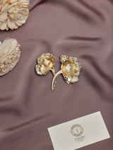 Black Enamel Twin Flower Brooch