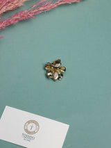 Cream Enamel Pearl Cluster Flower Brooch