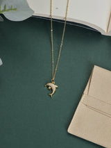 Gold Sparkle Dolphin Pendant Necklace - TOSSIDO