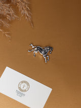 Silver Galloping Horse Brooch