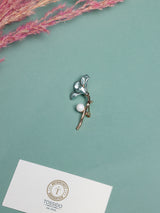 Icy Blue Blossom Pearl Brooch