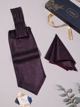 Dark Purple Paisley Woven Ascot & Pocket Square