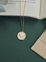 Pink Heart Disc Pendant Necklace - TOSSIDO
