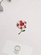 Red & Pink Enamel Flower Cluster Brooch