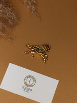 Gold Galloping Horse Brooch