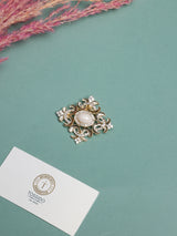 Vintage Gold Scroll Crystal Brooch