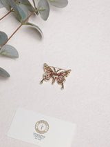 Red & Cream Crystal Butterfly Brooch