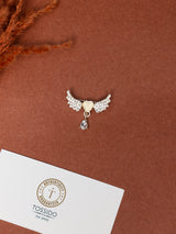 Crystal Angel Wings Heart Brooch