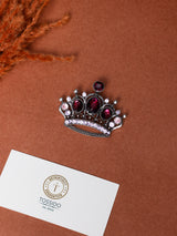 Wine Crystal Crown Brooch
