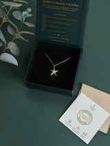 Gold Ridged Starfish Pendant Necklace - TOSSIDO