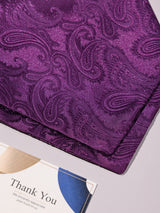 Purple Self Paisley Woven Ascot & Pocket Square