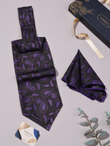 Black & Purple Paisley Woven Ascot & Pocket Square