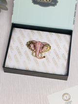 Pink Crystal Elephant Head Brooch