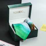 Flag Tricolor Printed Necktie & Pocket Square Giftset - TOSSIDO