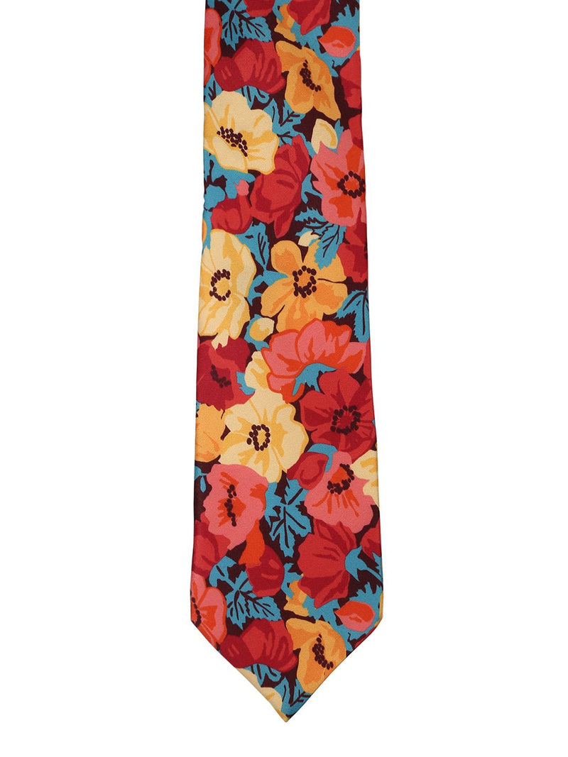 Floral Printed Necktie & Pocket Square Giftset - TOSSIDO
