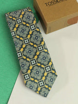 Floral Yellow Printed Necktie - TOSSIDO