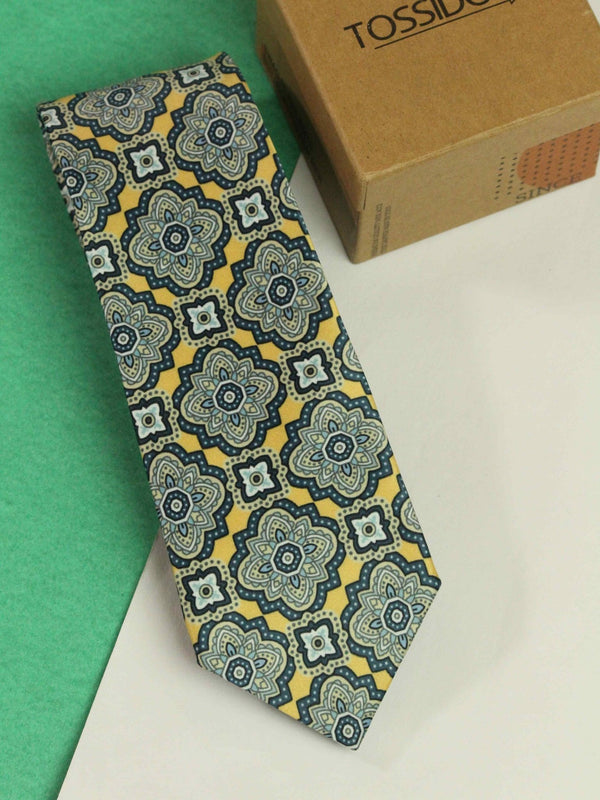 Floral Yellow Printed Necktie - TOSSIDO