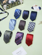 Formal Patterned Woven Skinny Neckties – 9 Piece Gift Set - TOSSIDO
