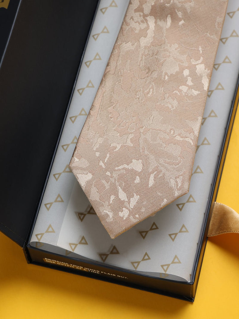 Gold Abstract Woven Silk Necktie - TOSSIDO