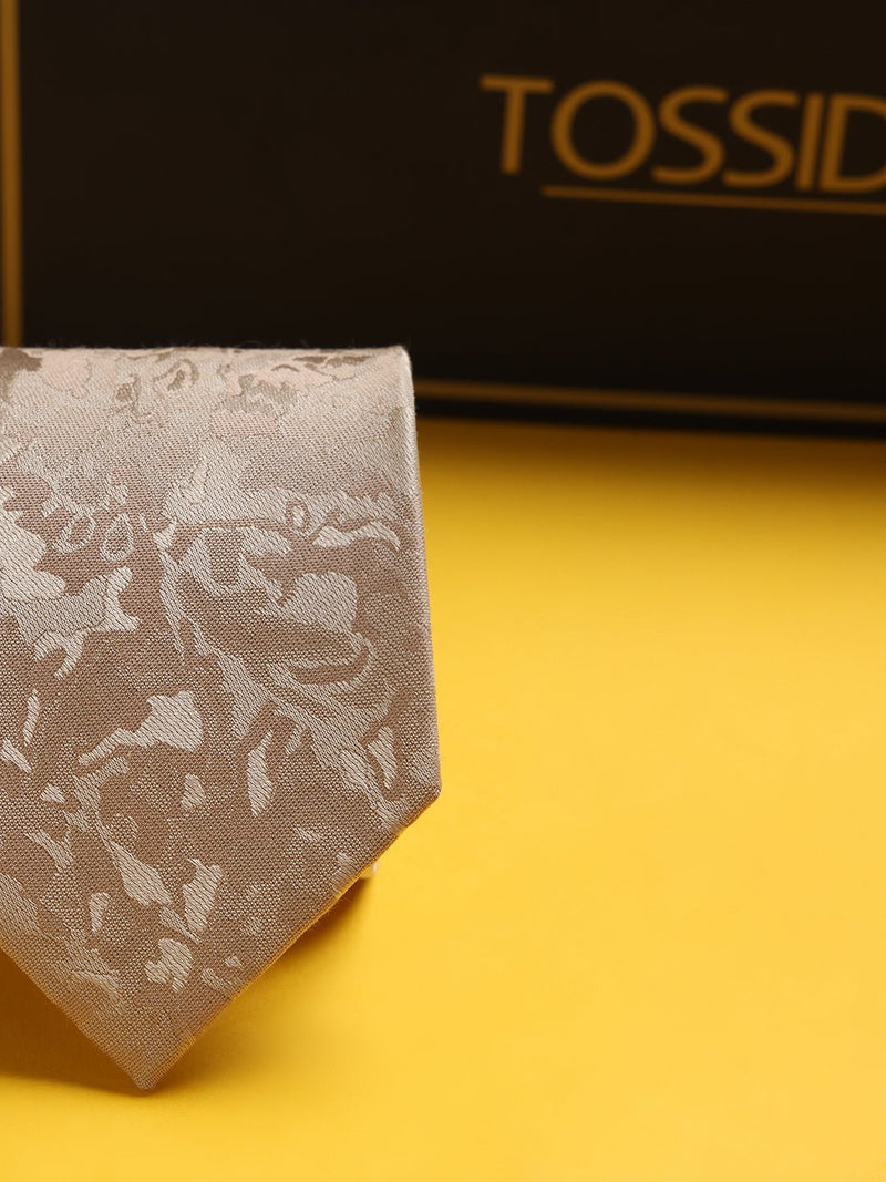 Gold Abstract Woven Silk Necktie - TOSSIDO