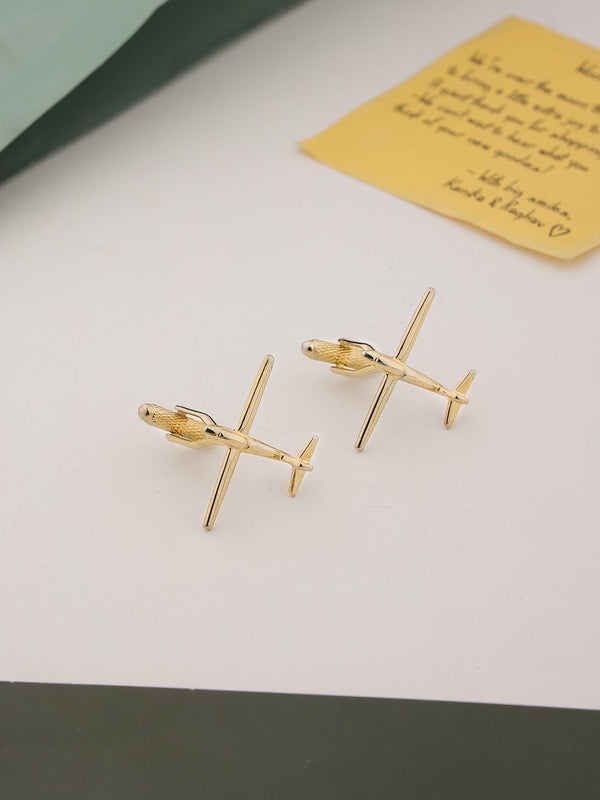 Gold Airplane Cufflinks - TOSSIDO