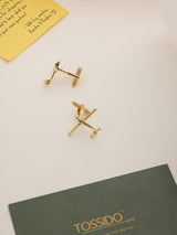 Gold Airplane Cufflinks - TOSSIDO