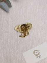 Gold Amber Crystal Elephant Head Brooch - TOSSIDO