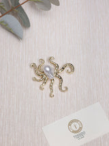 Gold Baroque Pearl Octopus Brooch - TOSSIDO