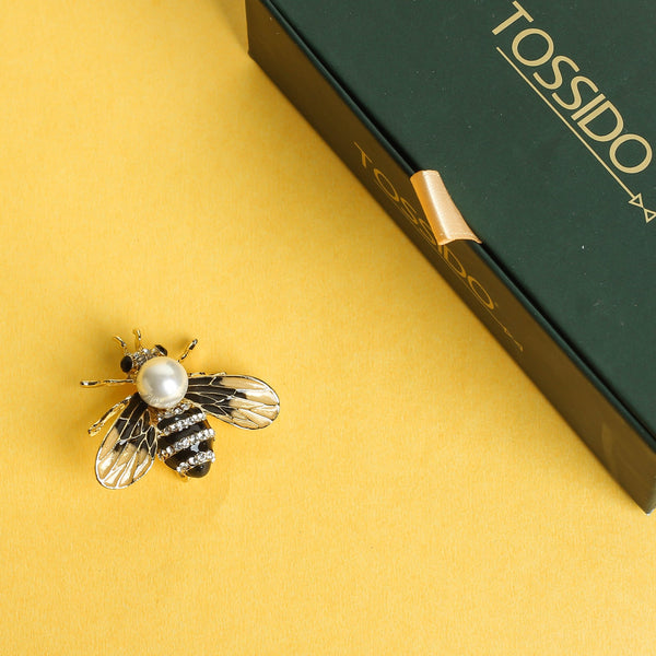 Gold & Black Bee Brooch - TOSSIDO